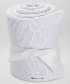 Couverture en maille tricot - blanc