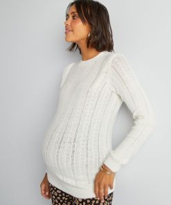 Pull grossesse ajouré - Blanc crème