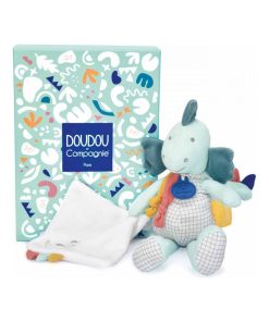Coffret peluche dinosaure amande Filou Calinosaures (25 cm) - Vert d'eau