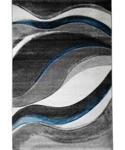 Tapis salon 160x230 VADALA Bleu OEKO TEX idéal pour Salon - Bleu