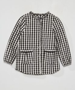 Tablier d'école en tissu - Noir/blanc