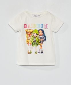 T-shirt imprimé 'Rainbow high' - écru