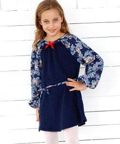 Robe sweat bi-matières  poissons Khoi japonais ELISA - 'LA FAUTE A VOLTAIRE' - Bleu Rouge Blanc