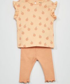 T-shirt en jersey + legging - 2 pièces - Orange