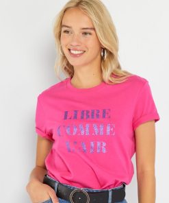 T-shirt en jersey imprimé - Rose