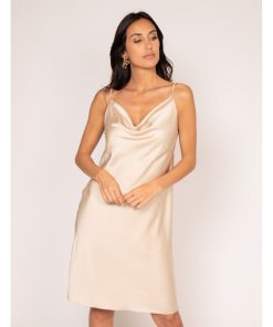Robe courte satin IDALIA - Beige