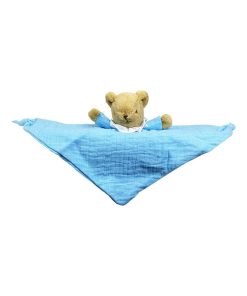 Hochet Doudou Plat Triangle Ours En Coton Bio Bleu Ciel (20 Cm) - N/A