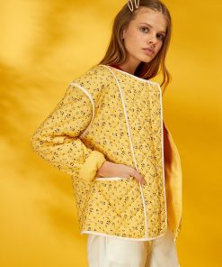 Veste matelassée fleurie - Jaune