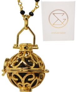 Collier diffuseur d'huiles essentielles LIA avec chaîne perlée - Aromathérapie - Doré/or