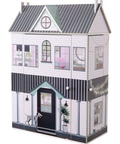 Maison de poupée en bois enfant 3 étages avec 13 accessoires mobilier blanche Farmhouse - N/A