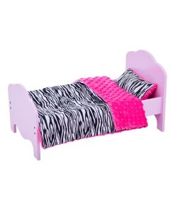 Petite Princesse - Lit simple de poupée de 45 cm rose et linge Zèbre TD-11929-1E - N/A