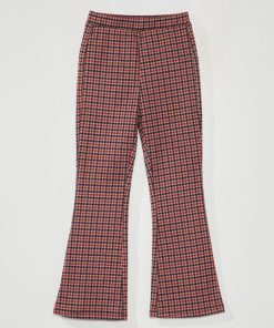 Pantalon flare à carreaux - Rouge