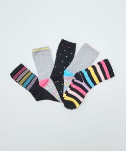 Lot de 5 paires de chaussettes fantaisies - Noir/gris