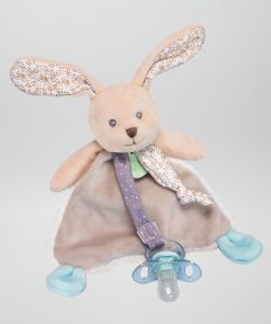 Peluche 'lapin' pour tétine - gris