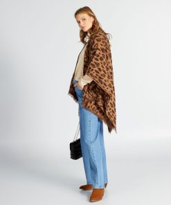 Poncho imprimé 'léopard' - Marron