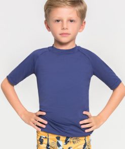 Rash Guard Kids Fpu50+ Uvpro Short Sleeve T-Shirt Navy Blue Uv ANTI UV - UV Line - Bleu marine