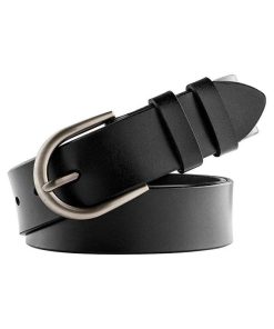 Women Leather Belt for Pants Dress Jeans Waist Belt with Brushed Alloy Buckle by WHIPPY