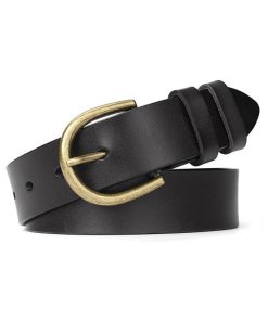 Women Leather Belt for Pants Dress Jeans Waist Belt with Brushed Alloy Buckle by WHIPPY