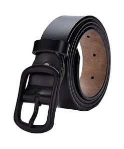 Womens Leather Casual Belt for Jeans Up to Plus Size Black and Brown