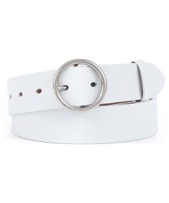 Women Casual Dress Belt Fashion Leather Belt with O Ring Buckle for Jeans Pants