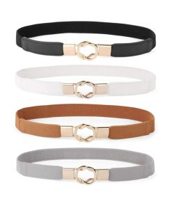 Women Skinny Belt for Dresses Retro Stretch Ladies Waist Belt Plus Size Set of 4