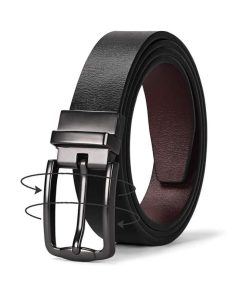 Women Leather Reversible Belt, Ladies Belt for Jeans with Rotated Buckle