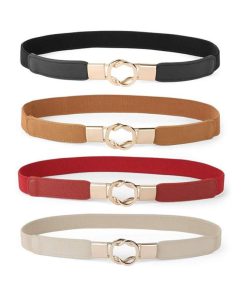 Women Skinny Belt for Dresses Retro Stretch Ladies Waist Belt Plus Size Set of 4