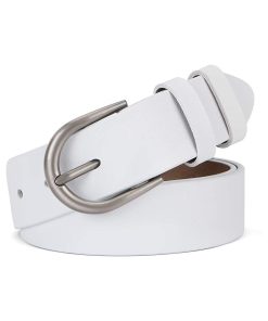 Women Leather Belt for Pants Dress Jeans Waist Belt with Brushed Alloy Buckle by WHIPPY