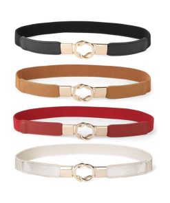 Women Skinny Belt for Dresses Retro Stretch Ladies Waist Belt Plus Size Set of 4