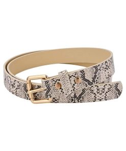 Womens Belts Snakeskin PU Leather Slim Thin Waist Belt Casual for Jeans Dresses Pants
