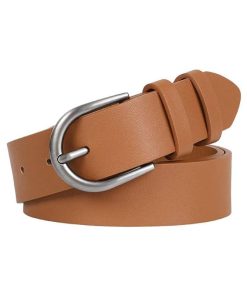 Women Leather Belt for Pants Dress Jeans Waist Belt with Brushed Alloy Buckle by WHIPPY