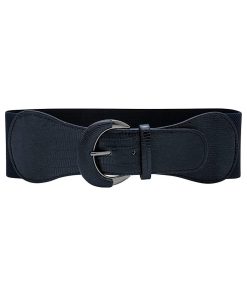 BlackButterfly Wide PU Elastic Stretch Thick Buckle Waist Belt