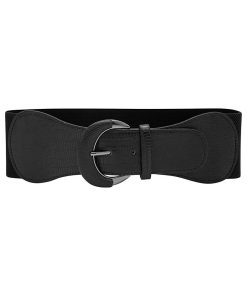 BlackButterfly Wide PU Elastic Stretch Thick Buckle Waist Belt