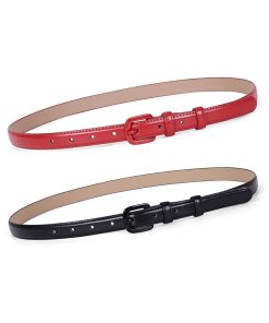 Women Skinny Leather Belt Thin Waist Jeans Belt for Pants in Pin Buckle Belt by WHIPPY