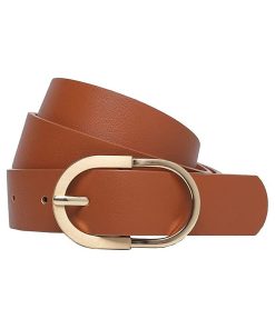 Leather Belt Women for Dress with Gold Buckle
