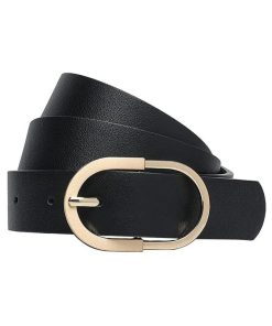 Leather Belt Women for Dress with Gold Buckle