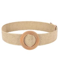 Women's Belts w Elastic Woven Straw | Tropical Wide Woven Stretch Waist Belt