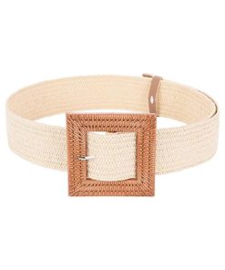 Women's Belts w Elastic Woven Straw | Tropical Wide Woven Stretch Waist Belt