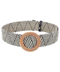 Women's Belts w Elastic Woven Straw | Tropical Wide Woven Stretch Waist Belt