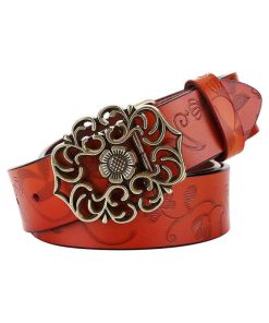 Women's Leather Belt for Dress Jeans Belt Vintage Genuine Leather Wide Waist Belts for Women by ALAIX