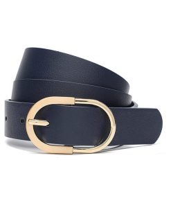 Leather Belt Women for Dress with Gold Buckle
