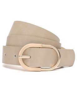Leather Belt Women for Dress with Gold Buckle