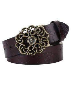 Women's Leather Belt for Dress Jeans Belt Vintage Genuine Leather Wide Waist Belts for Women by ALAIX