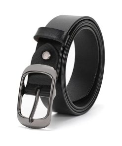 Women Leather Belt with Solid Metal Buckle, Ladies Belt for Pants Jeans with Fashion Design