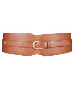 Women Wide Belt Elastic Vintage Buckle Leather Belt for Ladies Dress