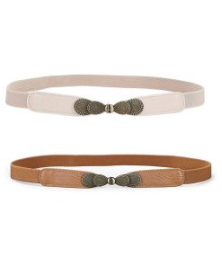 Women Skinny Elastic Stretch Belt for Dresses Retro Ladies Waist Vintage Thin Belt by JASGOOD