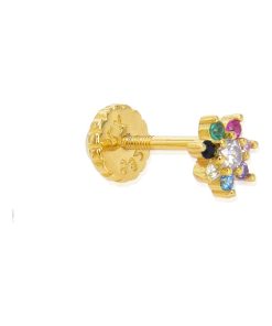 Piercing, Fanti en argent sterling 925 et zircon multicolore en or jaune 18 K - Multicolore