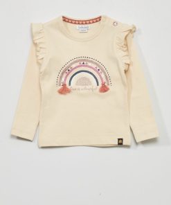 T-shirt à manches volantées - Ecru