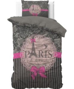 Parure de Lit Coton Paris Ville de l'Amour - Gris