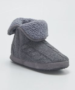 Chaussons boots fourrées - Gris